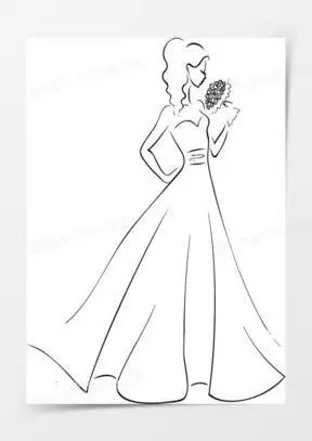 的新娘子的简笔画旗袍美人图简笔画手绘简笔画新娘秀禾服的简笔画手绘