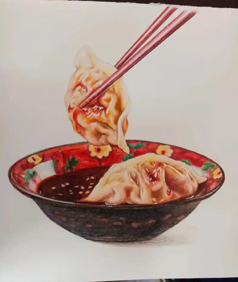 抖音创作者大会话题 彩铅饺子#手绘 #一起学画画#带你走进 - 抖音