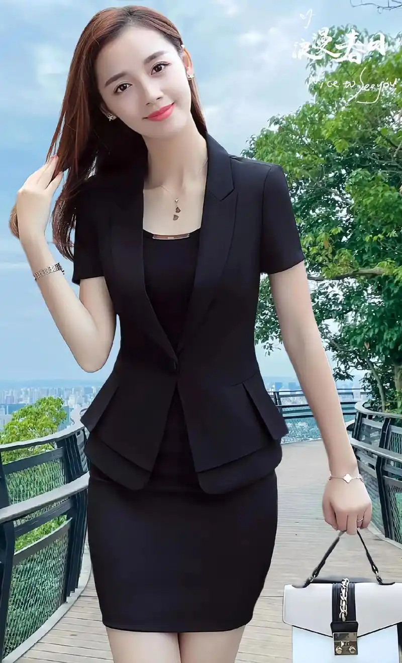 职业套装夏西装女时尚气质工装正装美容院工作服女士