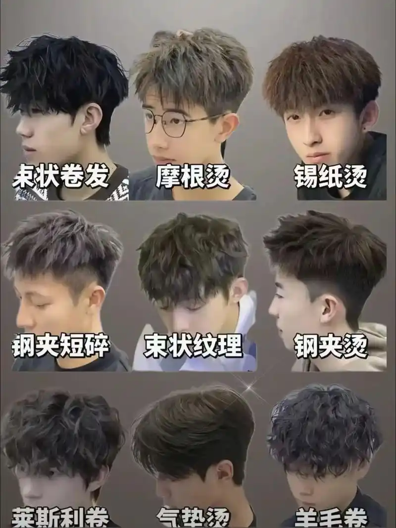 凌乱纹理烫效果图 #男生发型打理技巧