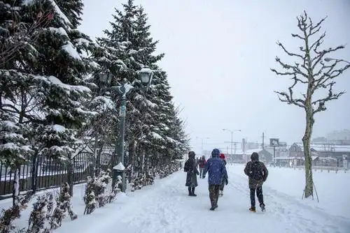 路上匆匆赶路的人们.