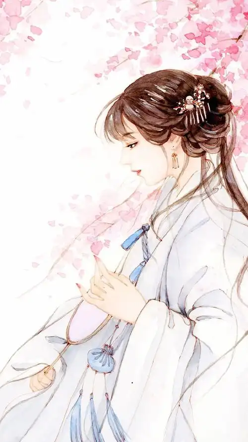 简约唯美古风美女绘画手机壁纸