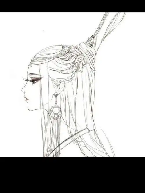 古风线稿|素材|思美人古风简笔画简笔画教程文化古风女子简笔画素材