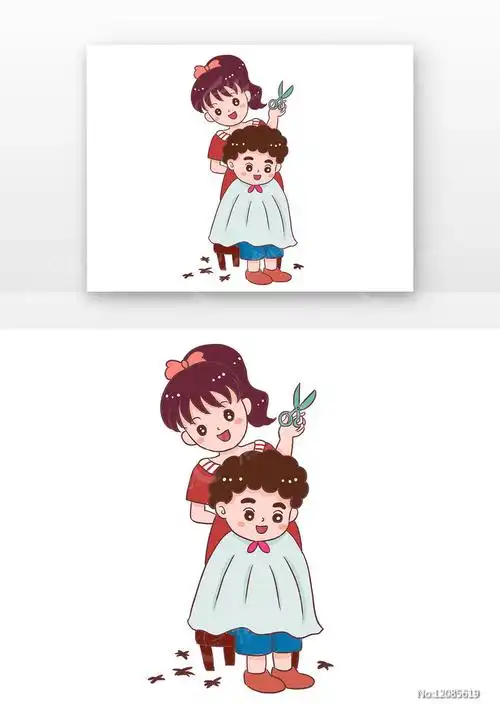 龙抬头剪头发手绘卡通元素第2张