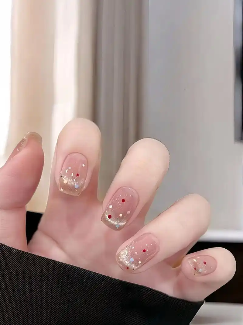 夏日就很适合的魔法猫眼美甲93波点轻奢气质短款穿戴甲6015好美