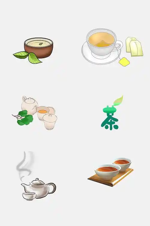 免抠元素彩色漫画茶元素素材