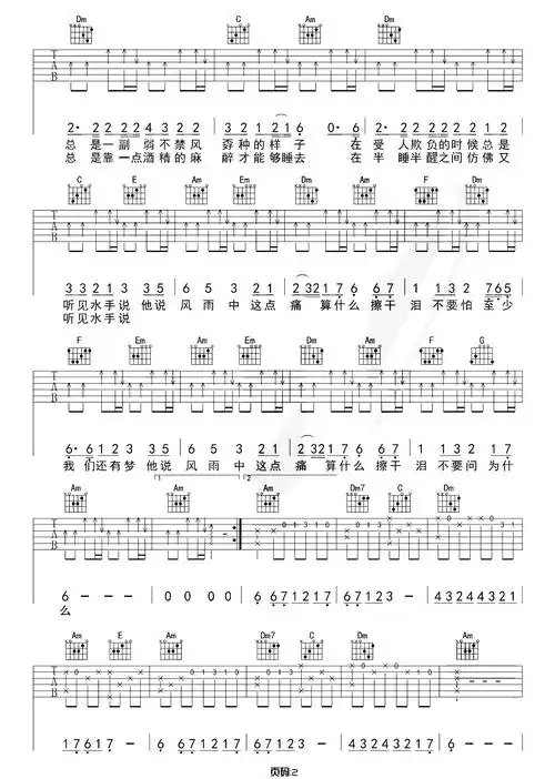 水手吉他谱-郑智化《水手》c调原版六线谱