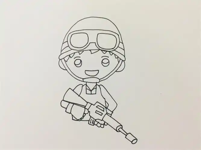 士兵持枪简笔画黑板报