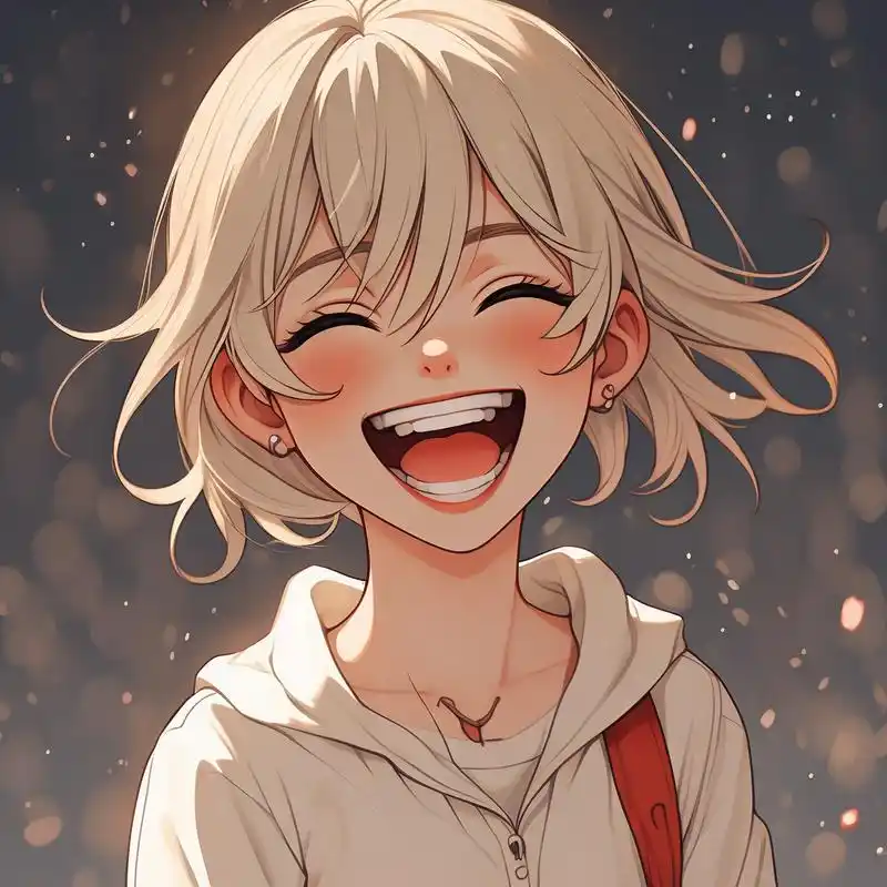 女孩咧嘴大笑头像来啦90 甜甜的笑容真是太治愈啦!