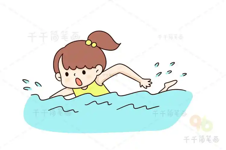 运动女孩简笔画萌萌的卡通绘画风格