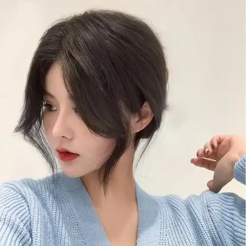 刘海八字两侧法式无痕贴片隐形发际前额自然刘海片