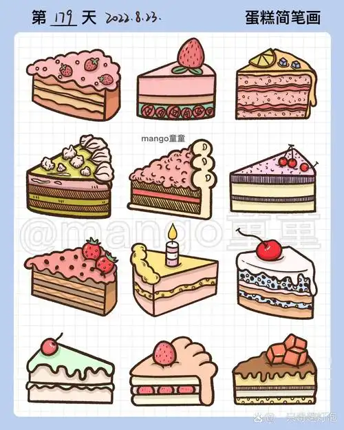 控笔训练第179天|蛋糕简笔画|可爱贴纸素材