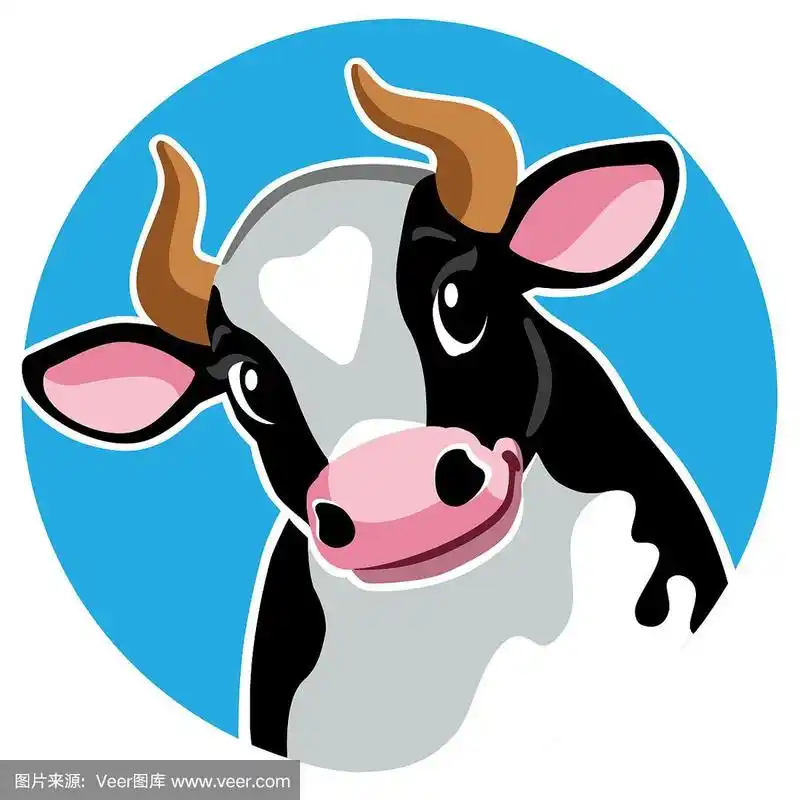 卡通牛在圆形