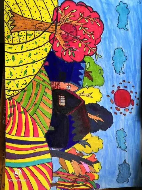 姜席镇初级中学七年级美术色彩课作业展