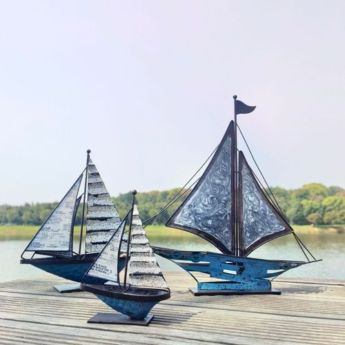复古做旧铁艺帆船摆件办公室办公桌书架客厅电视柜创意家居装饰品