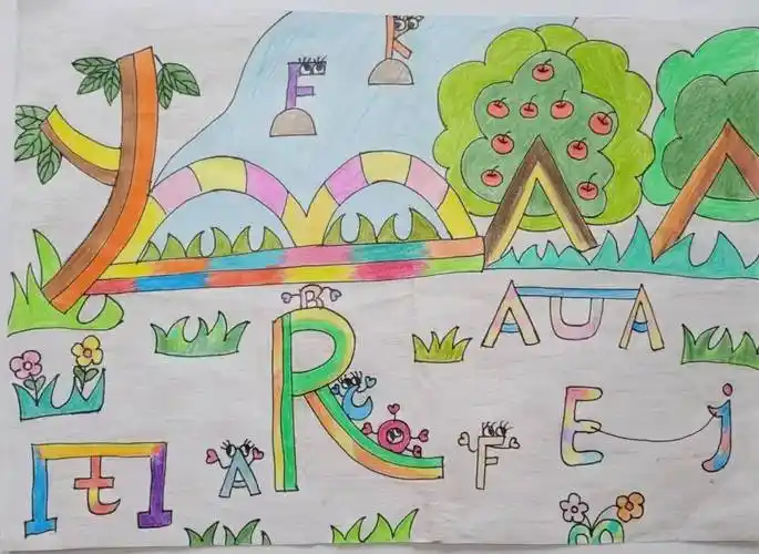 英语节二年级字母创意画作品展示