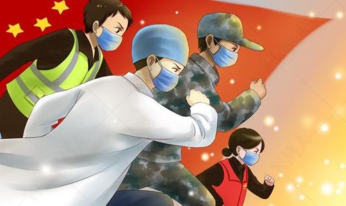 手绘卡通插画防护抗疫抗击新冠肺炎后勤保障医护设计素材