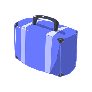 卡通手绘蓝色行李箱插画