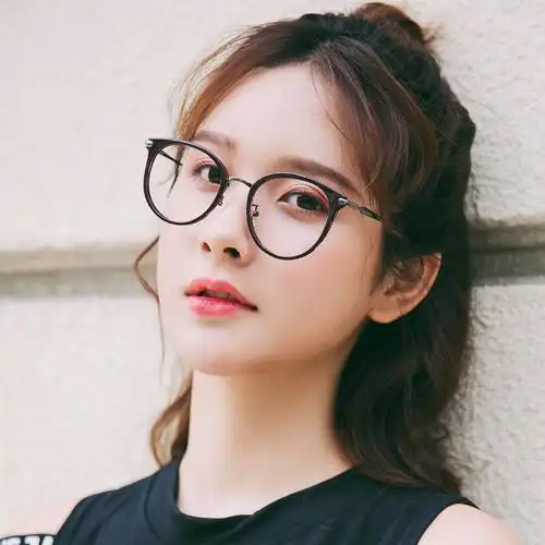 韩版圆形大框眼镜框女 tr90文艺复古可配近视素颜金属腿透明眼镜