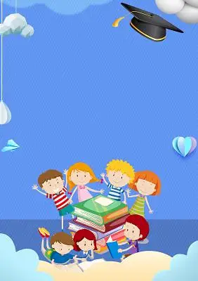 简约早教幼儿园招生宣传蓝色卡通儿童背景模板