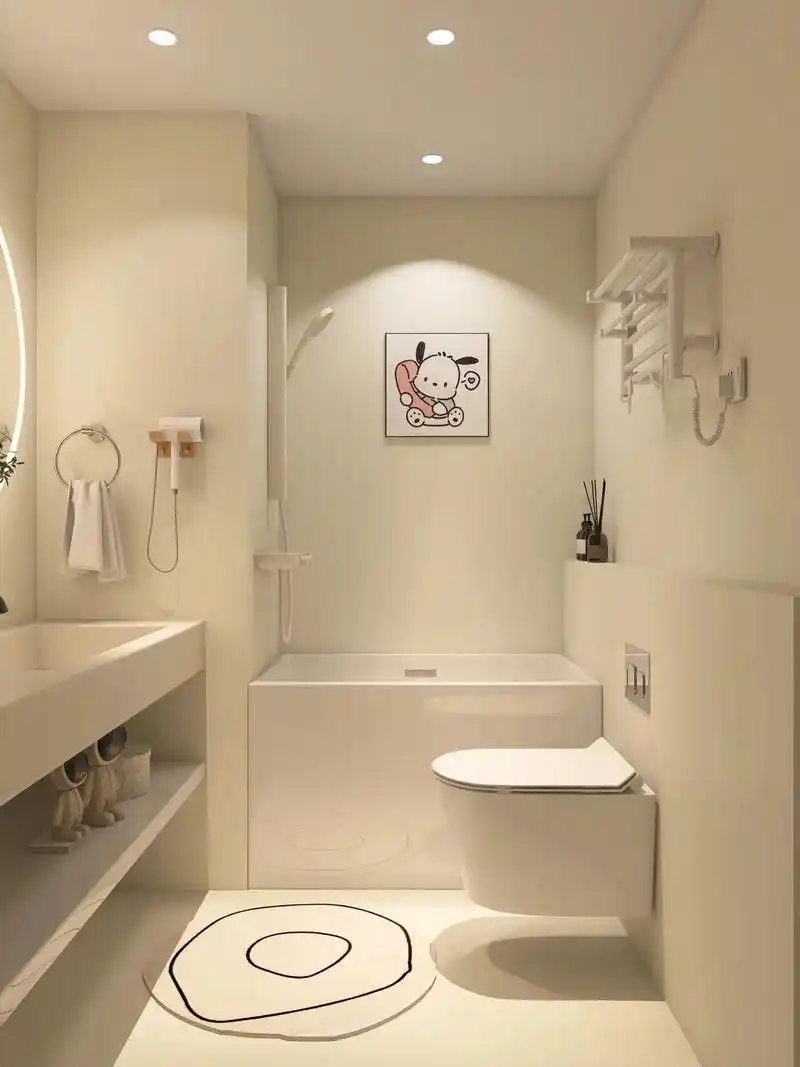 小户型卫生间|搭配奶白色花洒太美了吧.