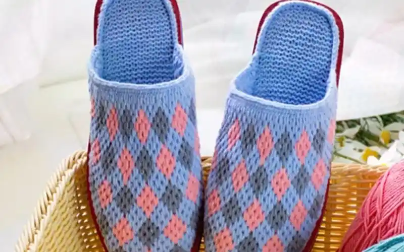 三色方格钩拖鞋第七集(完结):保姆级教程,新手必看-偶尔异想天开-默认