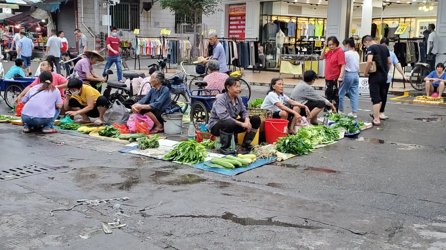 佛山顺德很多百万富翁路边摆摊卖菜