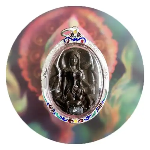 泰国佛牌阿赞摩纳弟子九尾狐仙珐琅银外壳包邮贝叶工坊