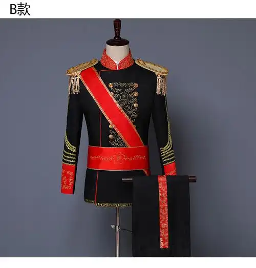 大帅服男年会演出服话剧小品相声影楼艺考剧本杀古装礼服黑色外套裤子