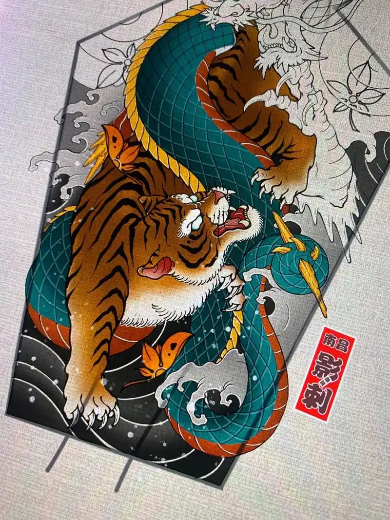 绘画设计61龙争虎斗上色局部61设计始终是刺青的灵魂#南昌纹身