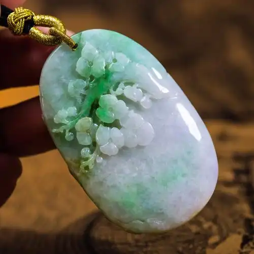 天然翡翠挂件吊坠花鸟俏雕黄绿冰种xxf3752颈饰