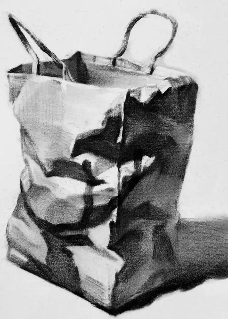 纸袋购物袋素描步骤
