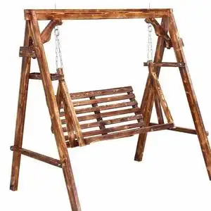 田园乡村户外庭院儿童o成人荡秋千千秋实木头露台单人摇椅吊椅防