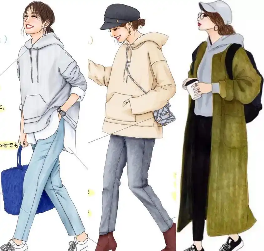 插画师手绘春日穿搭,每一套都是时髦又显气质,百搭实用又好看