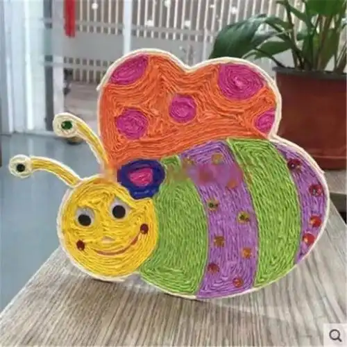 幼儿园常用皱纹纸~线绳粘贴画手工大全!