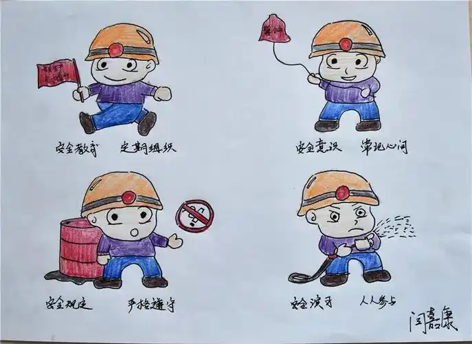 安全月丨画安全 防风险 保平安——住总市政道桥部职工手绘安全漫画