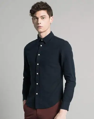 布衣传说藏青色棉麻舒适长袖衬衫cc644藏青_唯品会