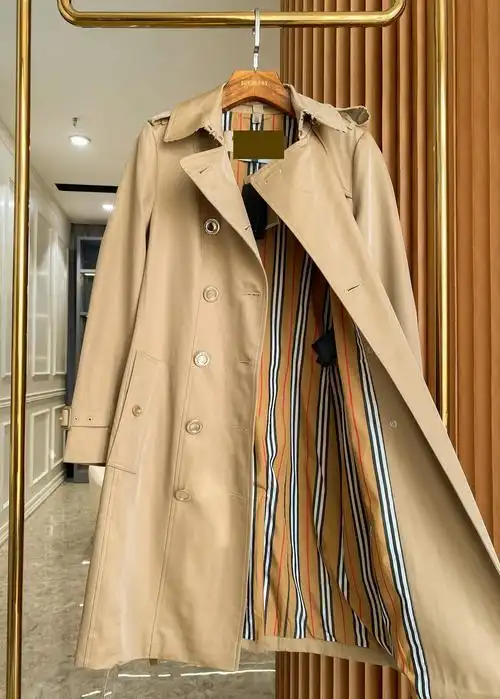 原单切尔西版型金色纽扣棉质嘎巴trench风衣双排风衣