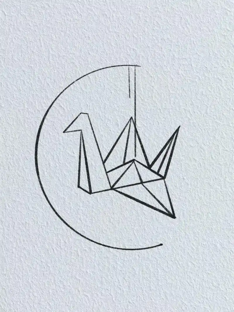 治愈系简笔画/折一千纸鹤给你 许下千纸鹤的心愿 临摹