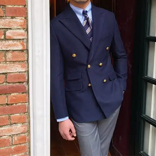 鹿三先生春季自制英伦布雷泽西装外套男复古西服商务休闲双排单西