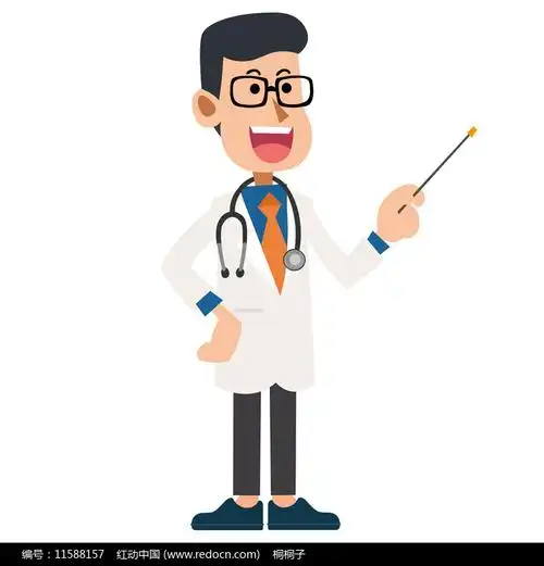 卡通形象扁平男医生指导ppt
