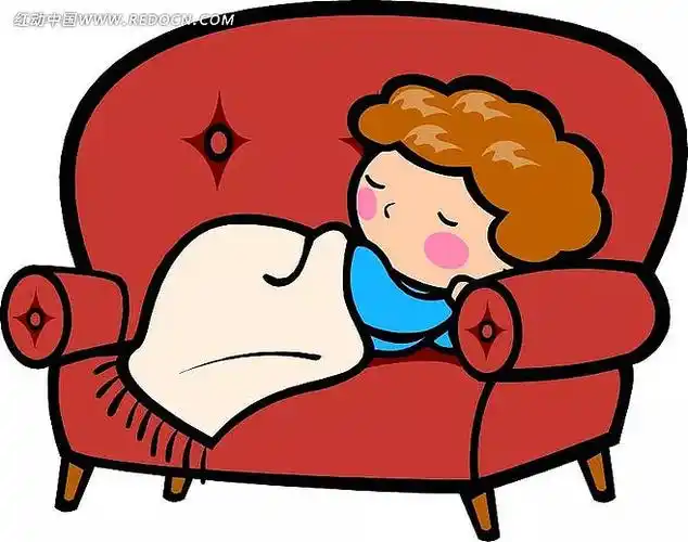躺在沙发上睡觉的人卡通画插画红色沙发卡通画卡通人物卡通人物图片