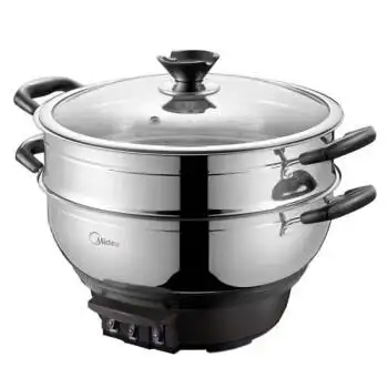 火锅电炒锅家用不锈钢电蒸锅双层32cm不粘锅 dh3202【行情 报价 价格