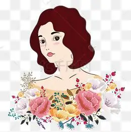 手绘美丽女人免抠图