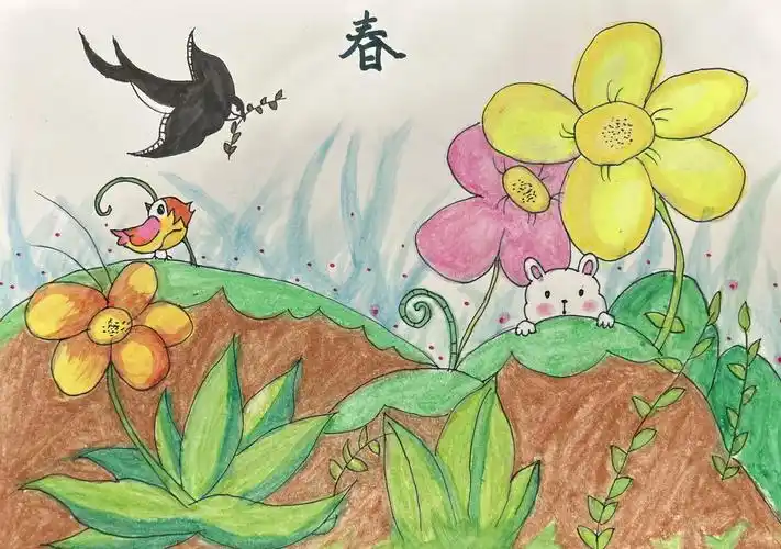 小记者作文绘画走进春天