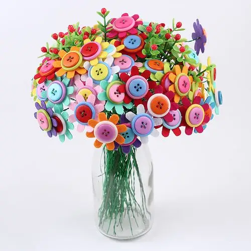 纽扣花 儿童幼儿园diy创意手工制作扣子画花束手工材料包女孩配
