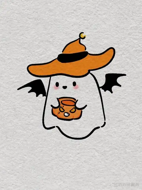 零基础手绘教程|简笔画|万圣节|小鬼魂 今天来画一只可爱的小鬼魂吧