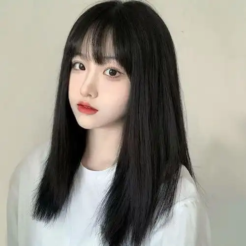 假发女长发长直发圆脸网红自然气质斜刘海修脸锁骨中长发型假头套
