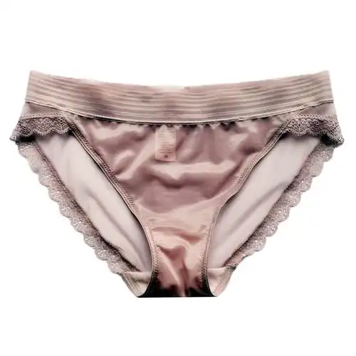 suntek内裤女性感欧美纯色宽腰丝光网纱薄透明镂空蕾丝边低腰包臀三角