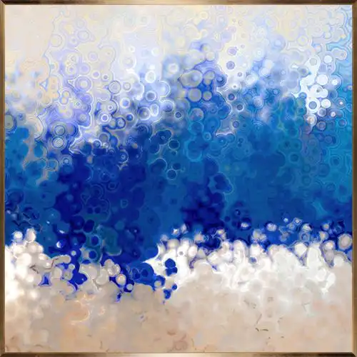 白蓝色晶面抽象晶瓷画